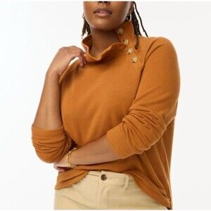 NWT J Crew Sweater with Button Detail/Cowl Neck Woman's Small Rust/Burnt Orange